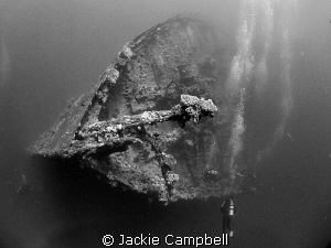 Bow of the Umbria. Looks better in B&w than in colour. Ca... by Jackie Campbell 